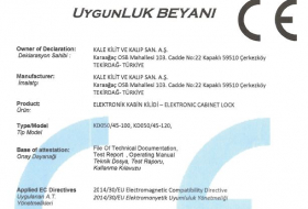 Elektronik Kabin Kilidi CE Sertifikası