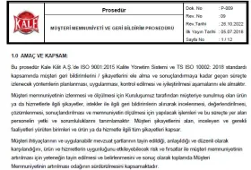 Müşteri Memnuniyeti ve Geri Bildirim Prosedürü