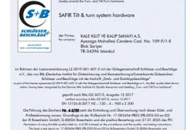 KALE Safir Çift Açılım İspanyolet-RAL-GZ 607-3 Sertifikası 4-2-20