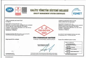 ISO 9001:2015 Kalite Yönetim Sistem Belgesi