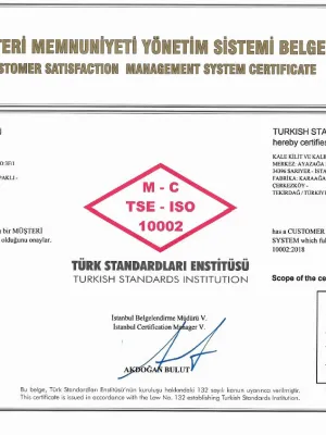 ISO 10002:2014 Müşteri Memnuniyeti Yönetim Sistem Belgesi