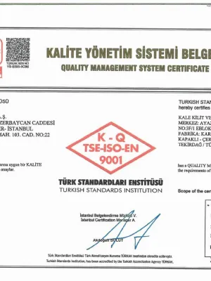 ISO 9001:2015 Kalite Yönetim Sistem Belgesi